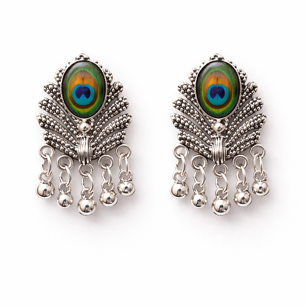 Oxidized Silver Peacock Jhumka Earrings for Women | Traditional Ethnic Festive Jewellery