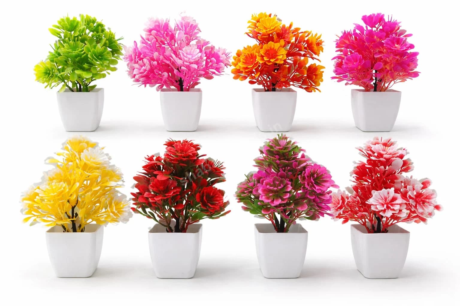 Mini Artificial Flower Plant in Cup – Multi Color Table Top Décor | Replaceable Flowers