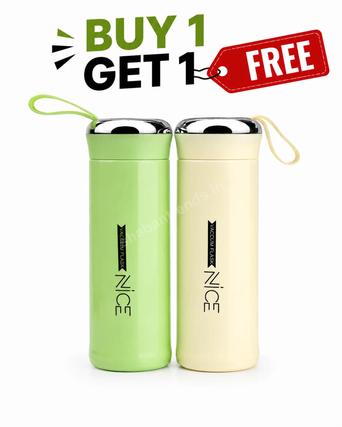 Nice Water Bottle Pack of 2 – 400ml Glass Water Bottle, BPA Free Leakproof Water Bottle for School, Office, Gym & Travel